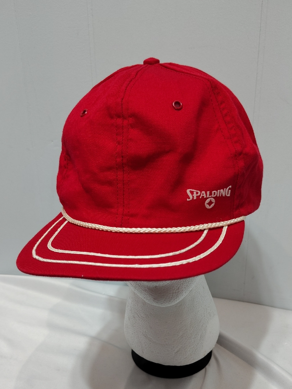 Vintage Spalding Questor Rope Hat Red Snapback Made in USA Cap OSFA 70s